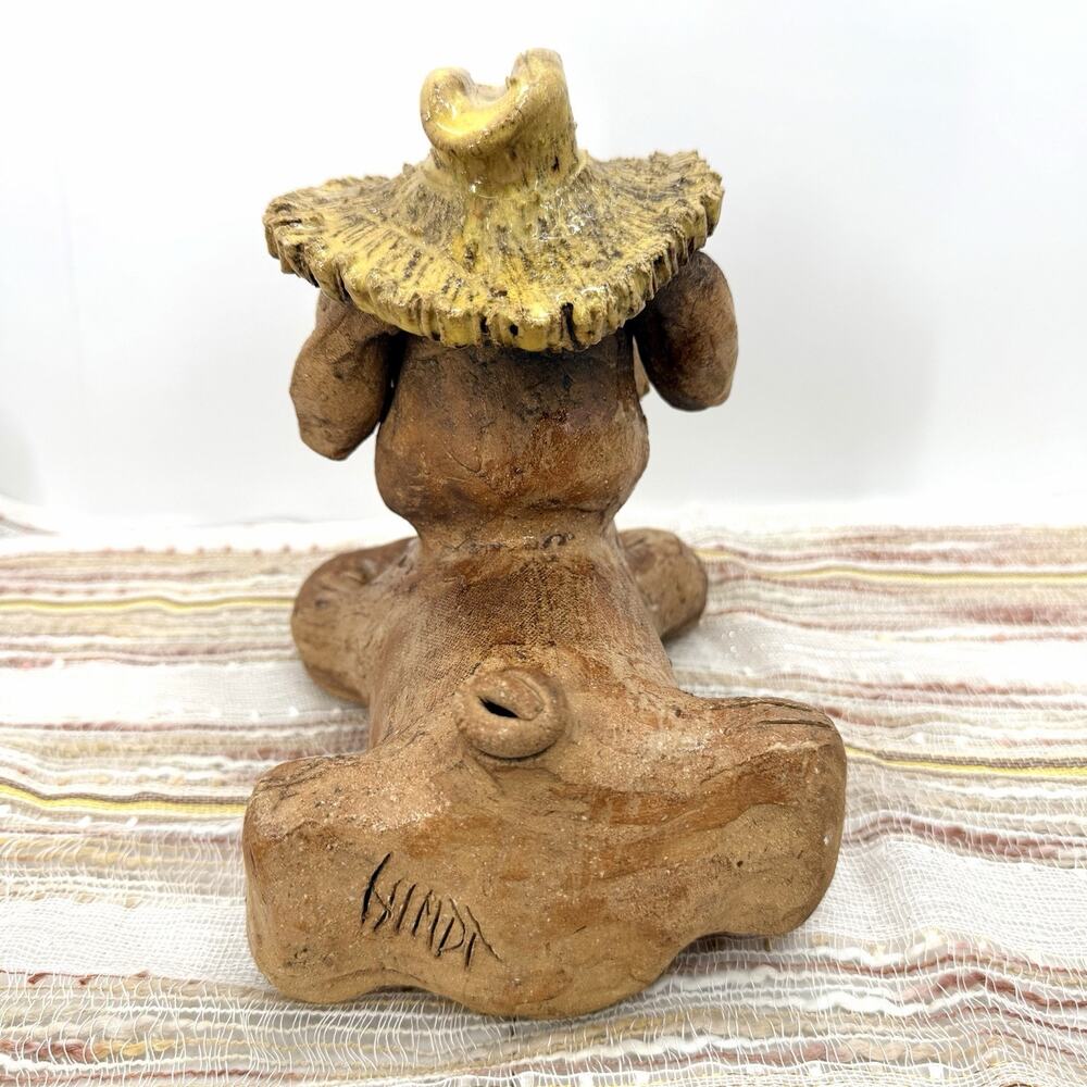 Vintage 70s Max Hindt Studio Art Pottery Big Eyed Country Pig Sculpture Figurine - Picture 4 of 14